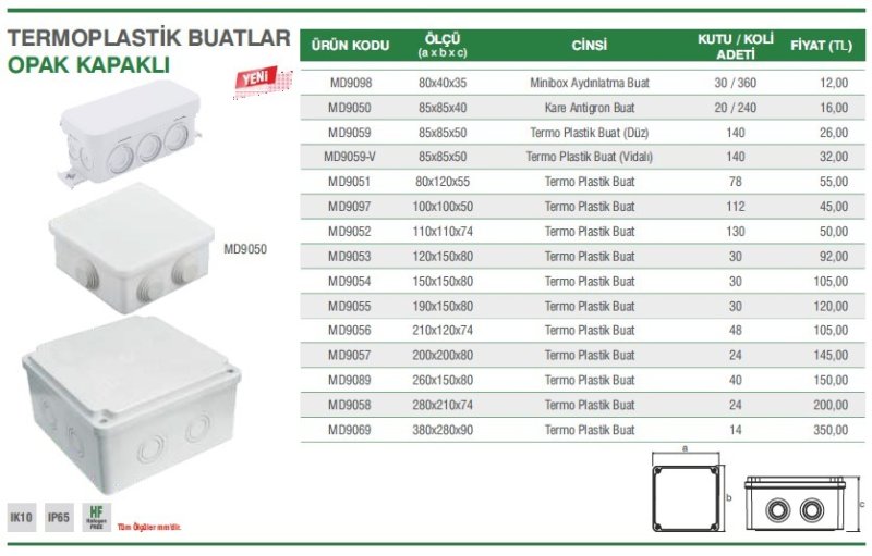 TERMOPLASTİK BUATLAR OPAK KAPAKLI