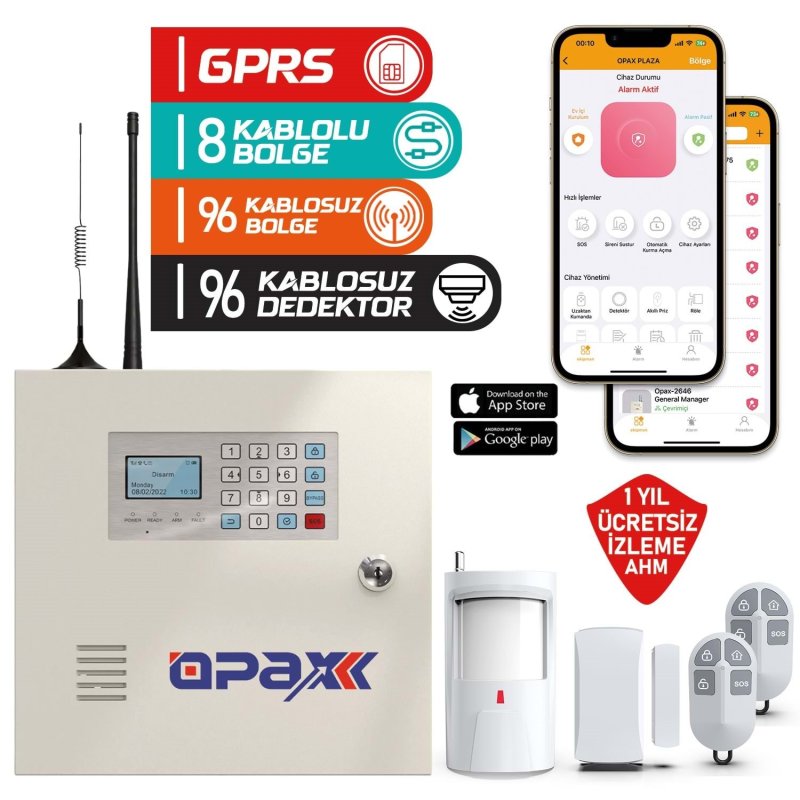 OPAX-2646 KABLOLU I KABLOSUZ GPRS ALARM PANELİ